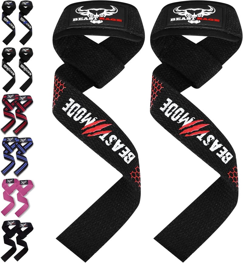 BEAST RAGE Lifting Wrist Straps for Weightlifting, Weight Lifting Straps Gym Grip Power Workouts Lifting Straps Padded Cotton Men Women Wrap Lift Deadlift Straps Hard Pull Exercise - Image 1